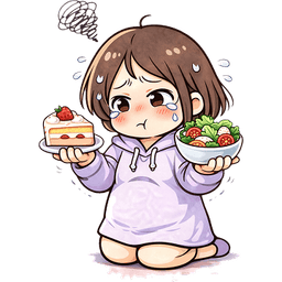 식단 고민하는 산모 캐릭터